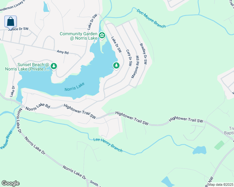 map of restaurants, bars, coffee shops, grocery stores, and more near 4460 Marjorie Road Southwest in Snellville