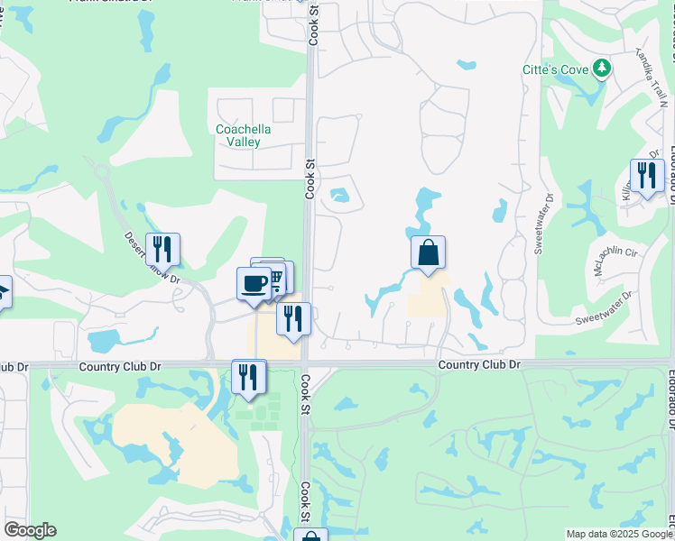 map of restaurants, bars, coffee shops, grocery stores, and more near 759 Montana Vista Drive in Palm Desert