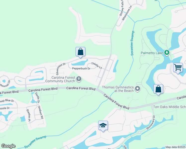 map of restaurants, bars, coffee shops, grocery stores, and more near 116 Nectar Court in Myrtle Beach