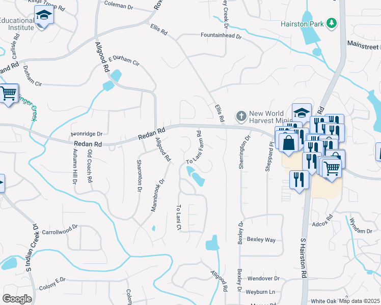 map of restaurants, bars, coffee shops, grocery stores, and more near 1108 Cherokee Heights in Stone Mountain
