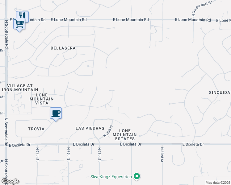 map of restaurants, bars, coffee shops, grocery stores, and more near 30455 North 78th Street in Scottsdale