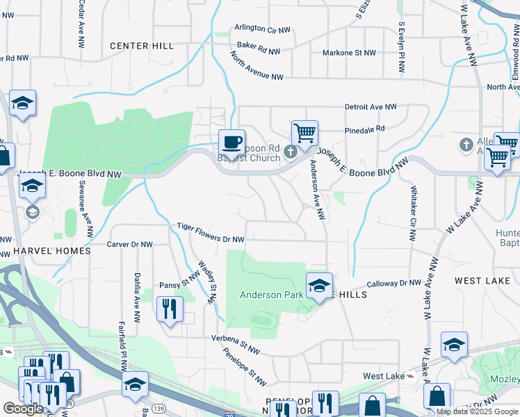 map of restaurants, bars, coffee shops, grocery stores, and more near 246 Aurora Avenue Northwest in Atlanta