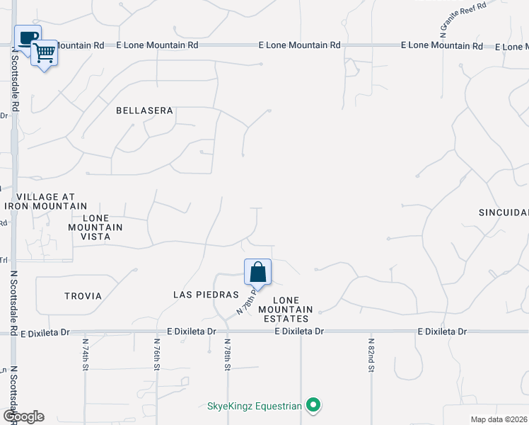 map of restaurants, bars, coffee shops, grocery stores, and more near 30455 North 78th Street in Scottsdale