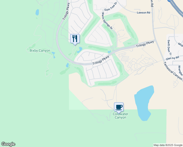 map of restaurants, bars, coffee shops, grocery stores, and more near 24619 Hatton Lane in Corona