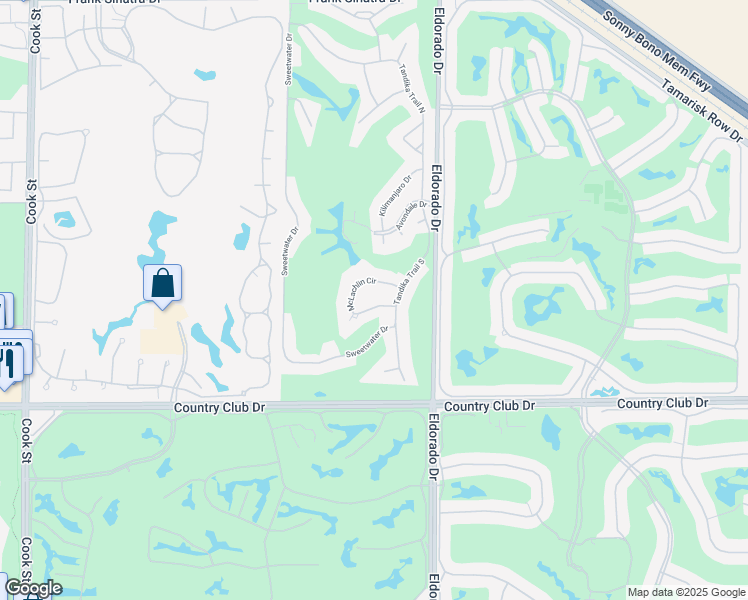 map of restaurants, bars, coffee shops, grocery stores, and more near 75631 McLachlin Cir in Palm Desert