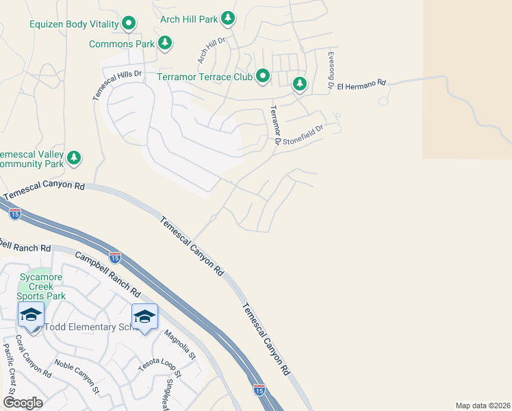 map of restaurants, bars, coffee shops, grocery stores, and more near 24822 Elison Court in Corona