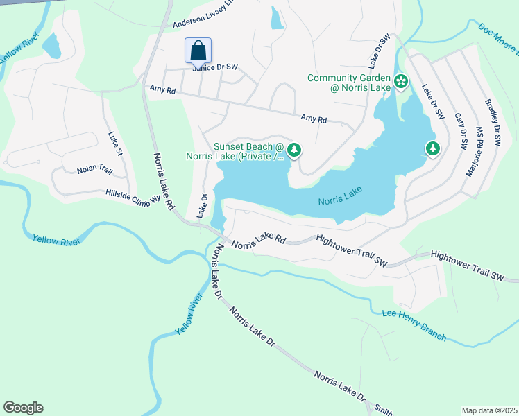 map of restaurants, bars, coffee shops, grocery stores, and more near 8382 Lake Drive in Snellville