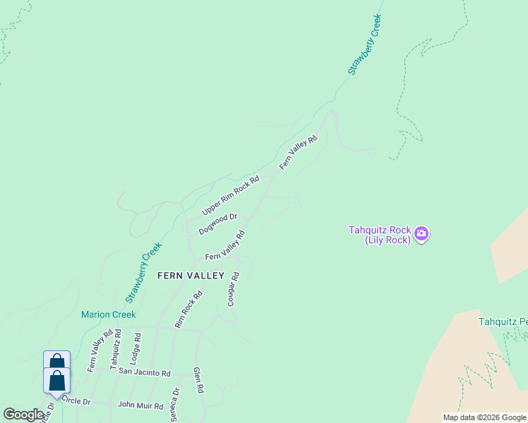 map of restaurants, bars, coffee shops, grocery stores, and more near 24752 Fern Valley Road in Idyllwild-Pine Cove