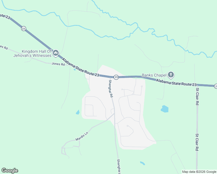 map of restaurants, bars, coffee shops, grocery stores, and more near 2093 Shanghai Road in Springville