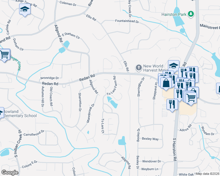 map of restaurants, bars, coffee shops, grocery stores, and more near 1108 Cherokee Heights in Stone Mountain