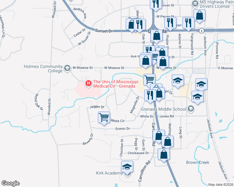 map of restaurants, bars, coffee shops, grocery stores, and more near 909 Windsor Road in Grenada