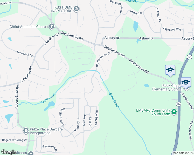 map of restaurants, bars, coffee shops, grocery stores, and more near 1084 Palmer Road in Lithonia