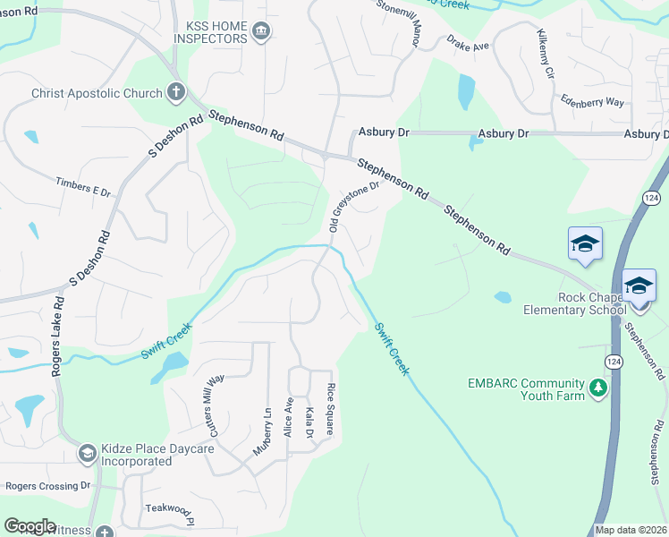 map of restaurants, bars, coffee shops, grocery stores, and more near 1084 Palmer Road in Lithonia