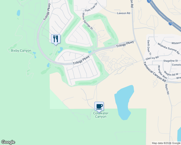 map of restaurants, bars, coffee shops, grocery stores, and more near 9487 Reserve Drive in Corona
