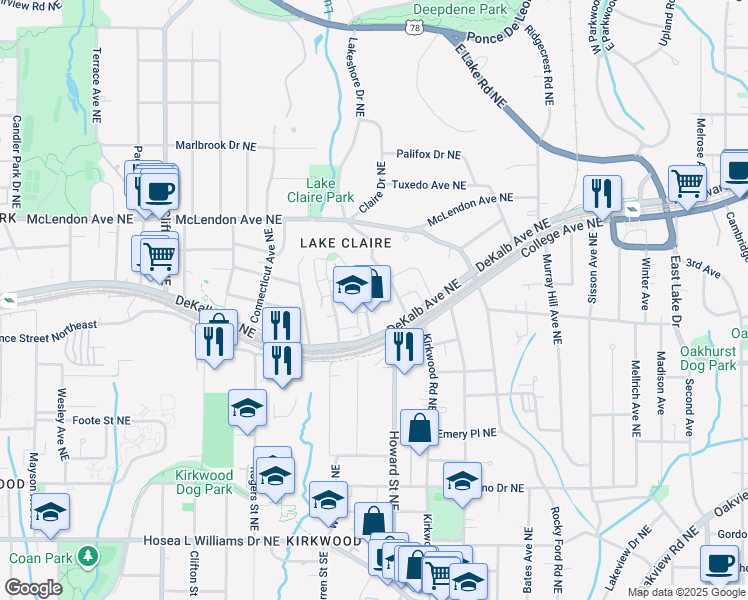 map of restaurants, bars, coffee shops, grocery stores, and more near 289 Southerland Terrace NE in Atlanta