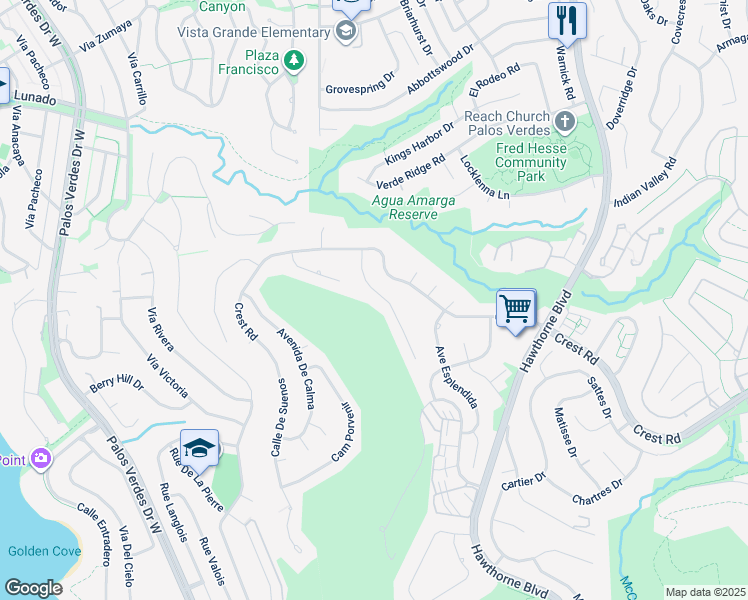 map of restaurants, bars, coffee shops, grocery stores, and more near 30057 Avenue Tranquila in Rancho Palos Verdes