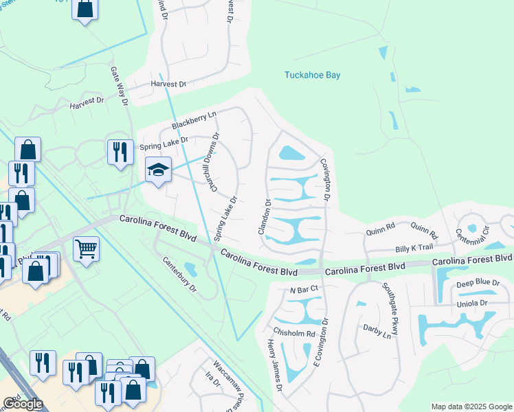 map of restaurants, bars, coffee shops, grocery stores, and more near 513 Stonemason Ct in Myrtle Beach