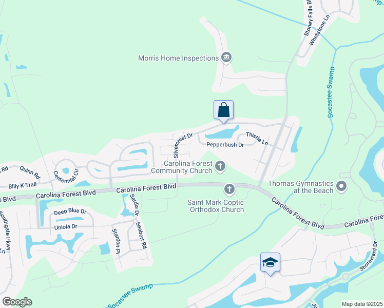 map of restaurants, bars, coffee shops, grocery stores, and more near 23-E # 23-E in Myrtle Beach