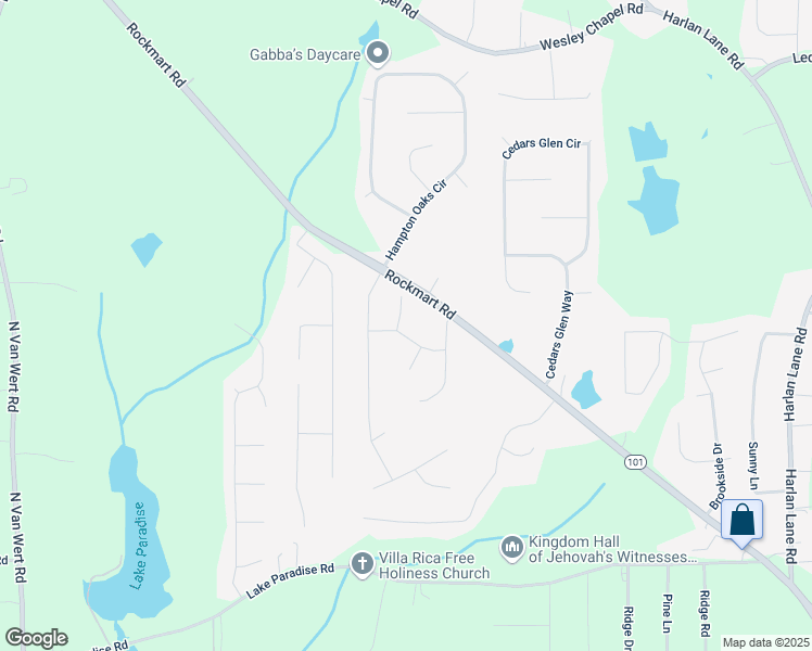 map of restaurants, bars, coffee shops, grocery stores, and more near 53 Jacob Trail in Villa Rica
