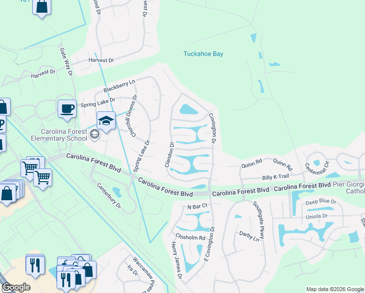 map of restaurants, bars, coffee shops, grocery stores, and more near 525 Stonemason Drive in Myrtle Beach