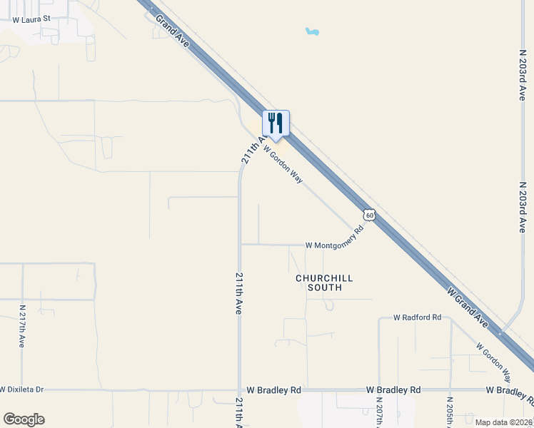 map of restaurants, bars, coffee shops, grocery stores, and more near 21016 West Montgomery Road in Wittmann