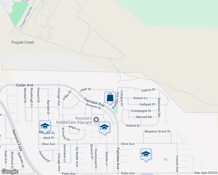 map of restaurants, bars, coffee shops, grocery stores, and more near 43920 Tiber Street in Hemet