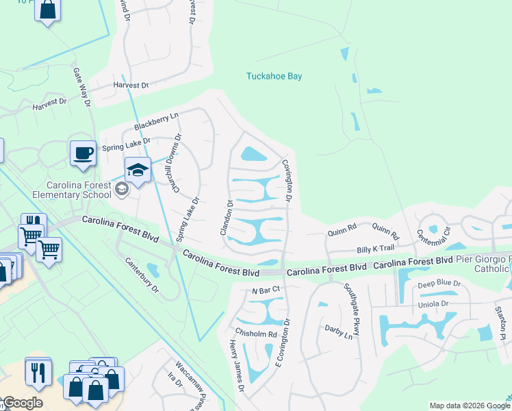 map of restaurants, bars, coffee shops, grocery stores, and more near 525 Stonemason Drive in Myrtle Beach