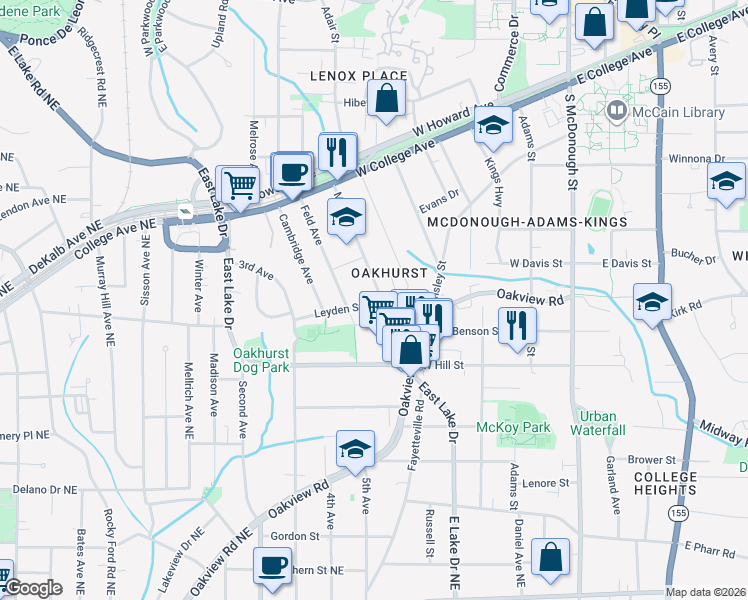 map of restaurants, bars, coffee shops, grocery stores, and more near 236 Mead Road in Decatur
