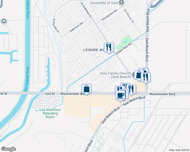 map of restaurants, bars, coffee shops, grocery stores, and more near 1461 Merion Way in Seal Beach