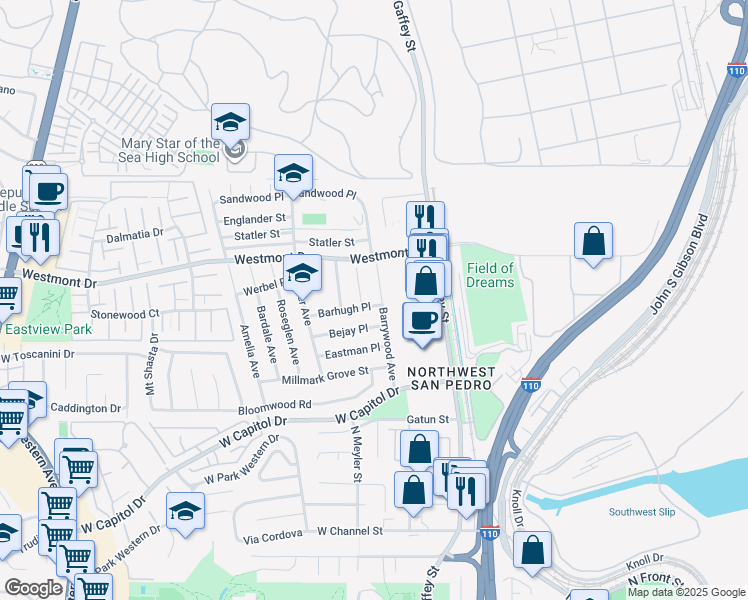 map of restaurants, bars, coffee shops, grocery stores, and more near 806 Barhugh Place in Los Angeles