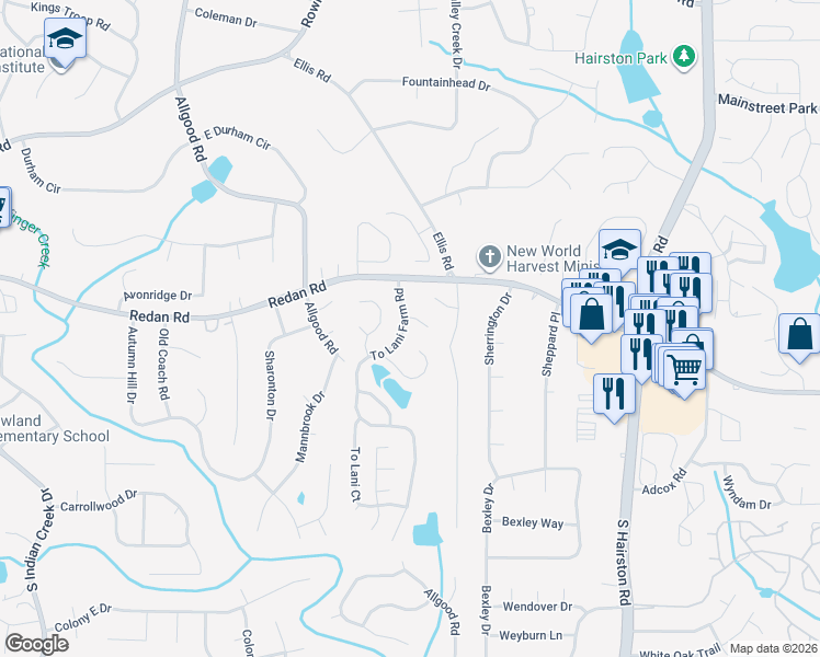 map of restaurants, bars, coffee shops, grocery stores, and more near 4503 To Lani Trail in Stone Mountain