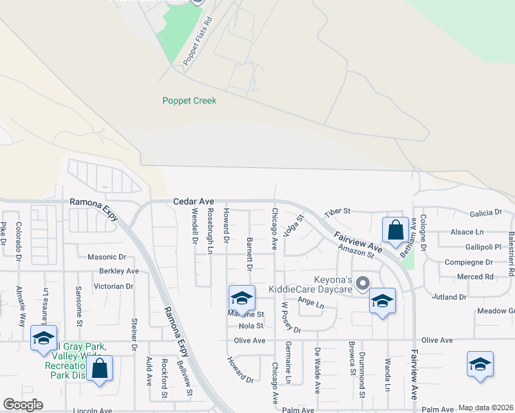 map of restaurants, bars, coffee shops, grocery stores, and more near 43434 Dessie Way in Hemet