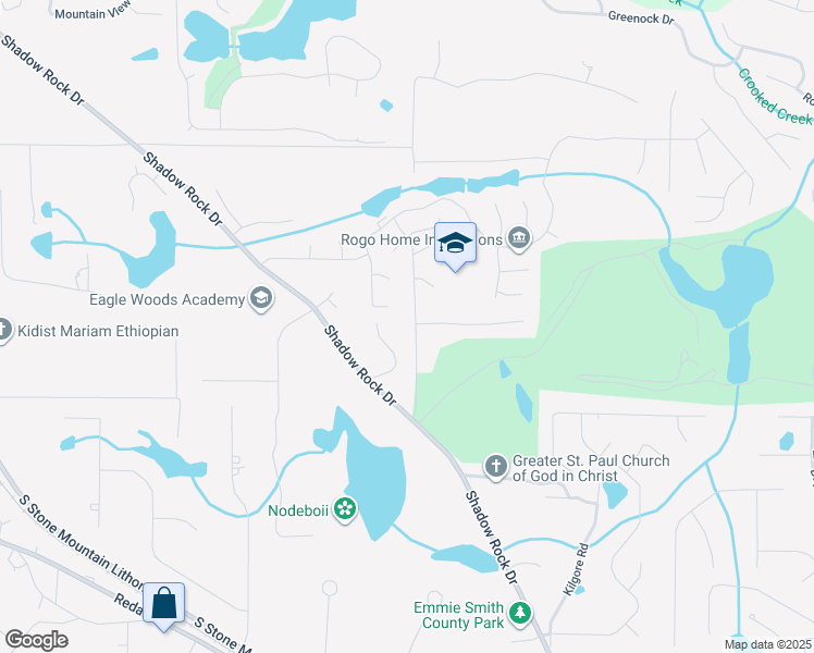 map of restaurants, bars, coffee shops, grocery stores, and more near 1089 King Way Drive in Lithonia
