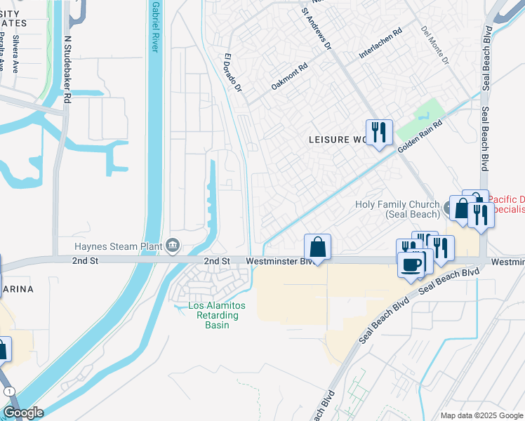 map of restaurants, bars, coffee shops, grocery stores, and more near 13821 Fresh Meadow Lane in Seal Beach