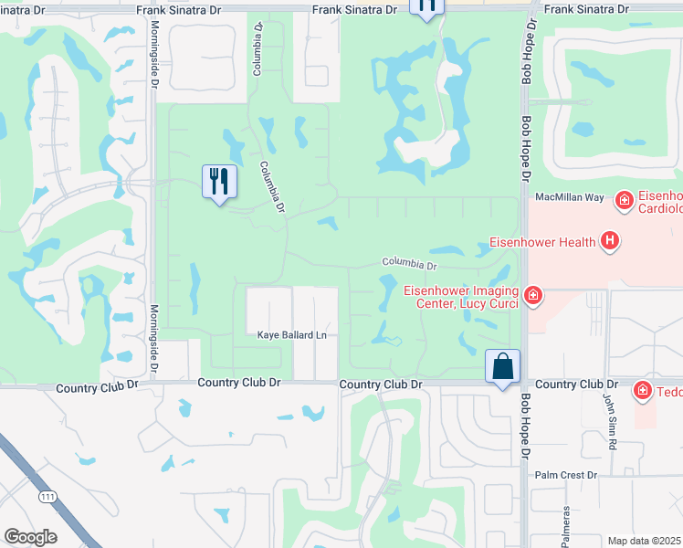 map of restaurants, bars, coffee shops, grocery stores, and more near 4 Cornell Drive in Rancho Mirage