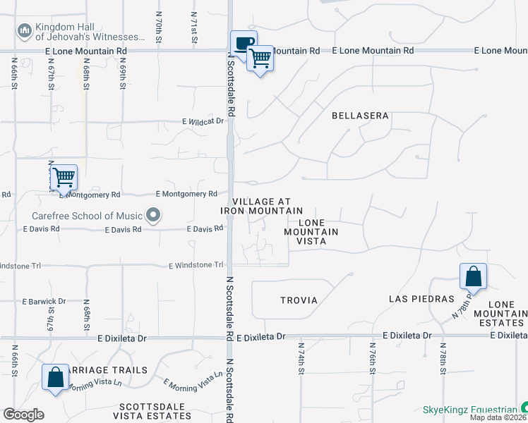 map of restaurants, bars, coffee shops, grocery stores, and more near 7240 Jematell Lane in Scottsdale