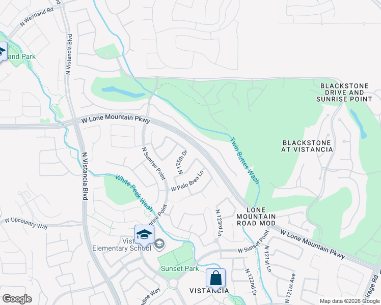 map of restaurants, bars, coffee shops, grocery stores, and more near 12360 West Montgomery Road in Peoria