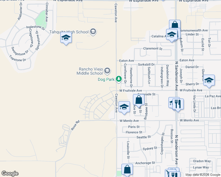 map of restaurants, bars, coffee shops, grocery stores, and more near 882 White Pepper Drive in Hemet