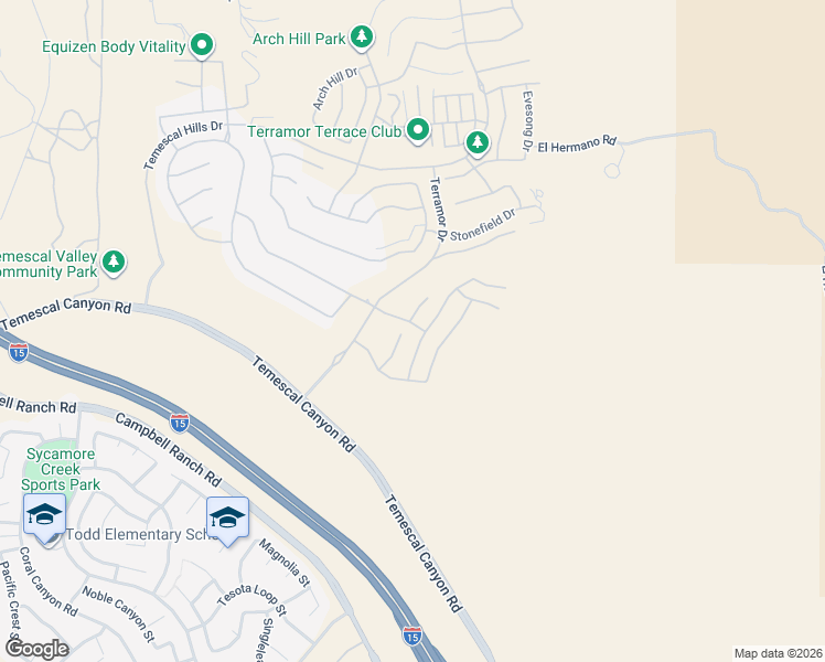 map of restaurants, bars, coffee shops, grocery stores, and more near 24822 Elison Court in Corona