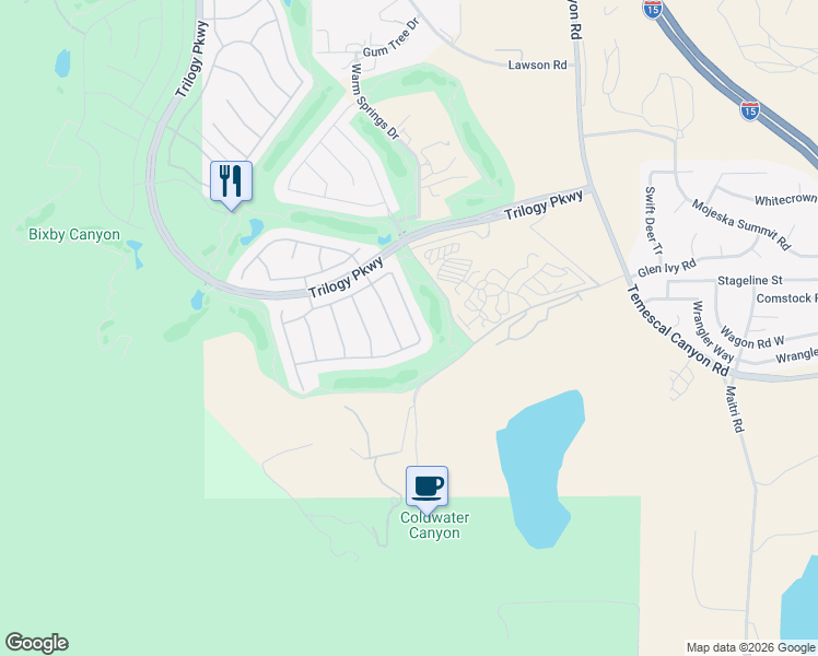 map of restaurants, bars, coffee shops, grocery stores, and more near 9477-9487 Reserve Drive in Corona