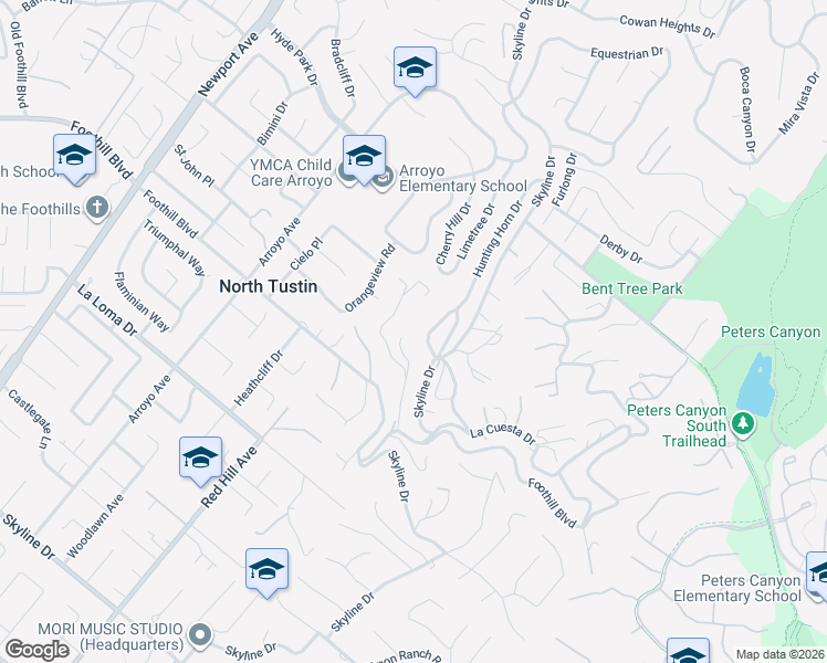 map of restaurants, bars, coffee shops, grocery stores, and more near 11321 Reservoir Road in Santa Ana