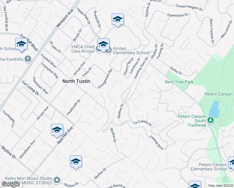 map of restaurants, bars, coffee shops, grocery stores, and more near 11321 Reservoir Road in Santa Ana