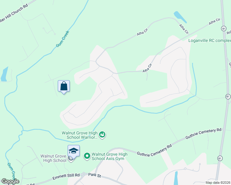map of restaurants, bars, coffee shops, grocery stores, and more near 1305 McKinsey Ridge in Loganville