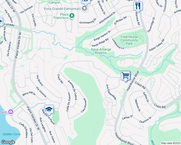 map of restaurants, bars, coffee shops, grocery stores, and more near 30057 Avenue Tranquila in Rancho Palos Verdes