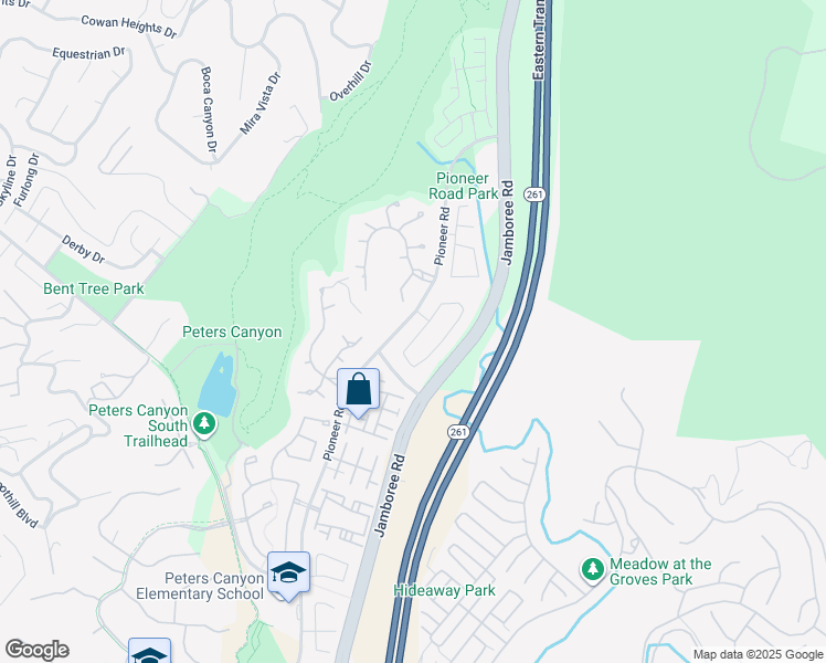 map of restaurants, bars, coffee shops, grocery stores, and more near 10625 Costello Drive in Tustin