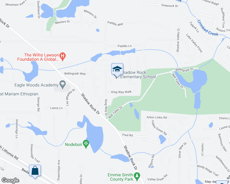 map of restaurants, bars, coffee shops, grocery stores, and more near 5955 Kings Way Walk in Lithonia