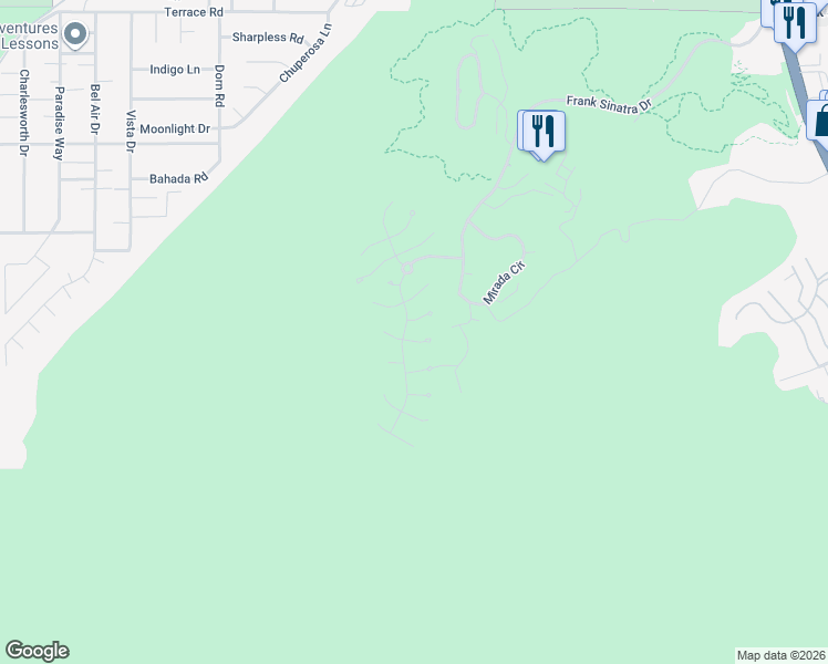 map of restaurants, bars, coffee shops, grocery stores, and more near 54 Granite Ridge Road in Rancho Mirage