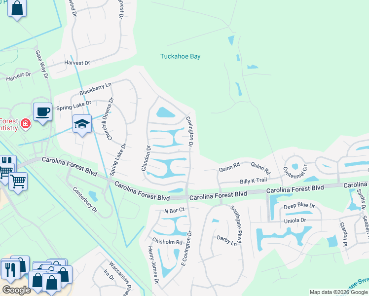map of restaurants, bars, coffee shops, grocery stores, and more near 539 Stonemason Drive in Myrtle Beach