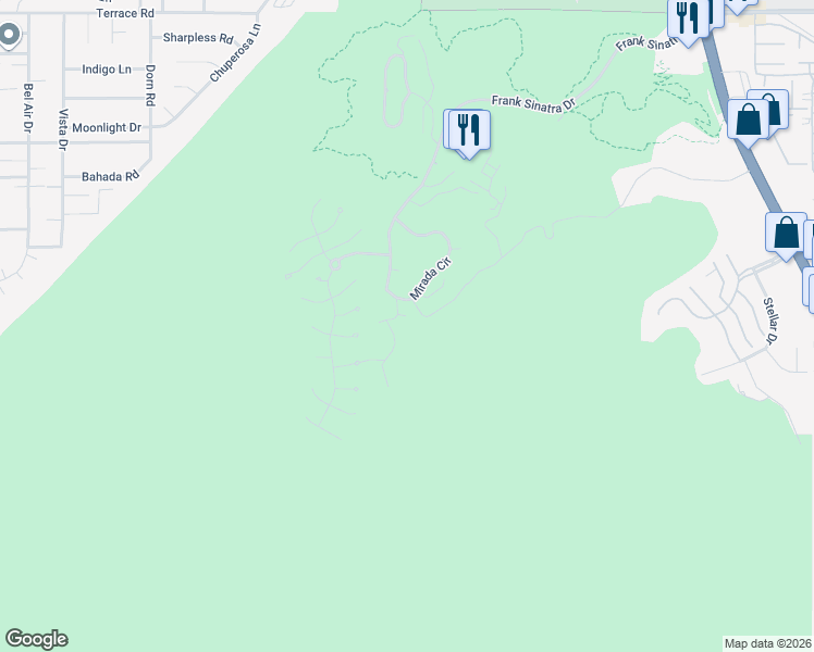 map of restaurants, bars, coffee shops, grocery stores, and more near 15 Buena Vista Court in Rancho Mirage