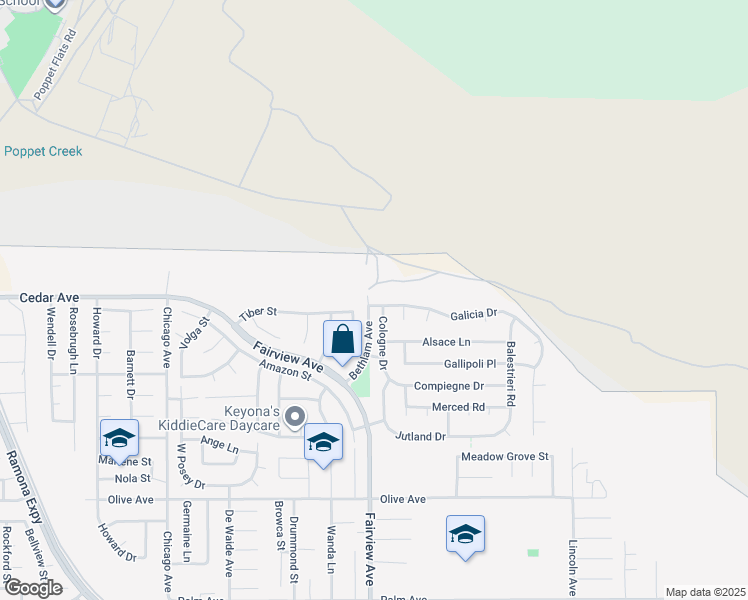 map of restaurants, bars, coffee shops, grocery stores, and more near 44008 Galicia Drive in Hemet